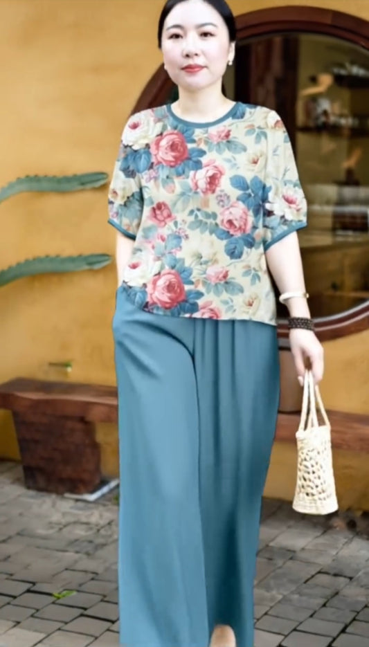 Pantalon y Blusa Media Manga P89