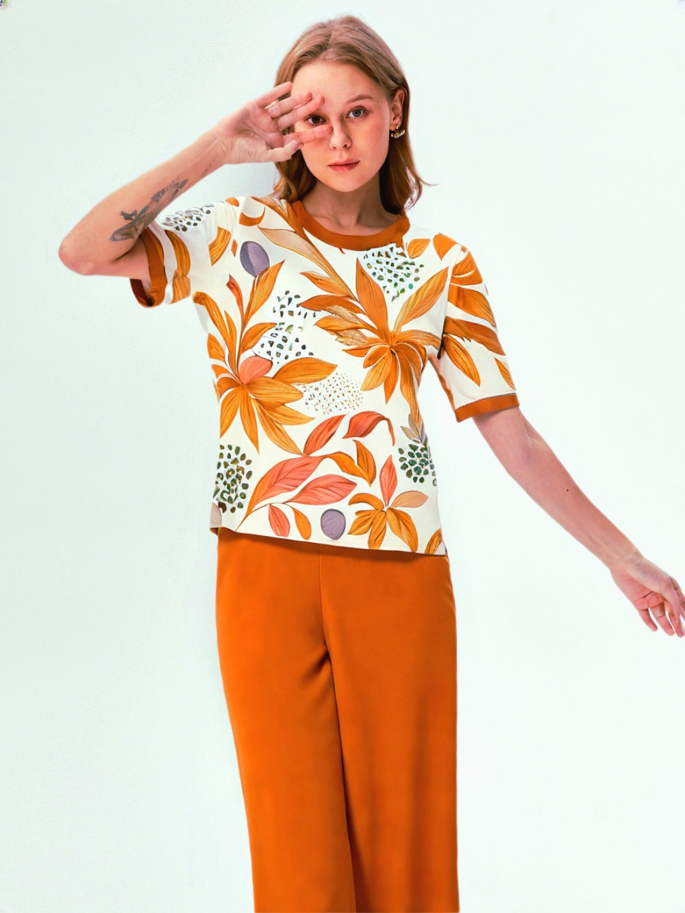 Pantalon y Blusa Media Manga P87